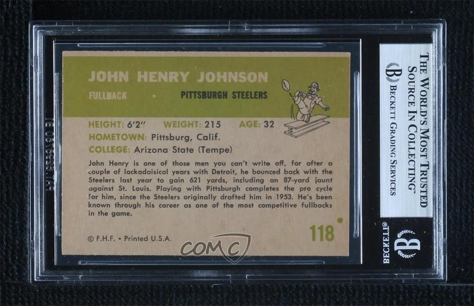 1961 Fleer John Henry Johnson #118 BGS 6.5 HOF - Image 2 of 2