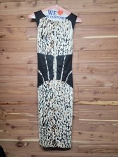 bebe XS Animal Print Colorblock Sheath Midi Dress Sleeveless
