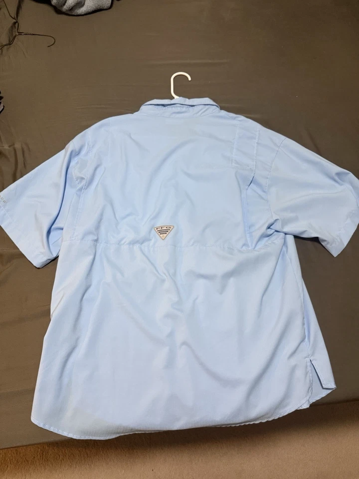 CAMISA DE PESCA PARA HOMBRES COLUMBIA PFG OMNI SOMBRA MANGA CORTA AZUL CON BOTONES TALLA XL Foto 2 de 2