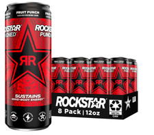 Rockstar Energy Drink Fruit Punched 12oz Sleek Cans 8 Pack