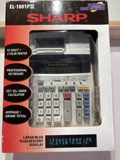 SHARP EL-1801PIII 12 Digit 2 Color Electronic Printing Calculator Adding Machine