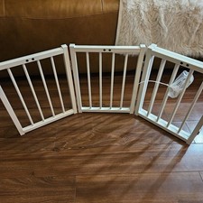 4 Panel Foldable Dog Gate 48" Wide x 15" Tall White Pet Safety Barrier