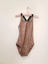 Destira Rose Gold Camo Leotard Sz S dance Gymnastics Metallic
