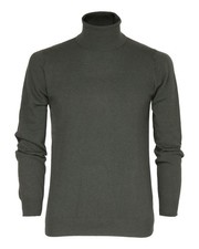 NWT EZZELINO SWEATER wool cashmere turtleneck dark green 2-ply luxury Italy M