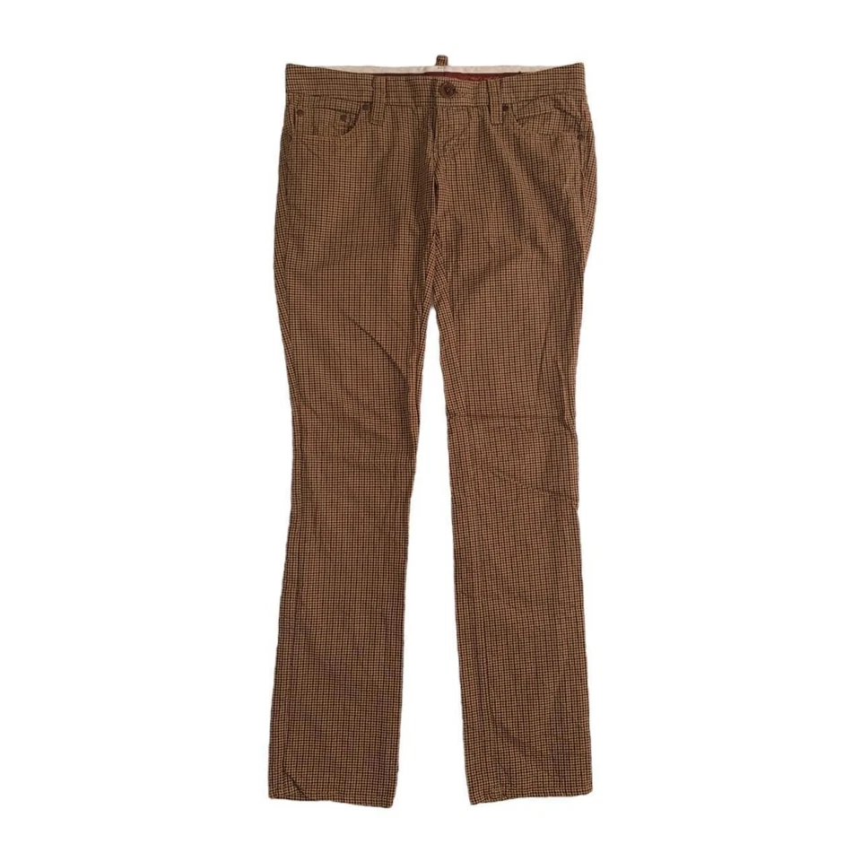 Dsquared² (DSQUARED) Micro-Houndstooth Jeans/Trousers – Brown Check Small/Medium - Image 3 of 4