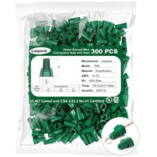 300PCS Green Ground Wire Nuts with Hole,14-10 AWG Winged Electrical Wire End