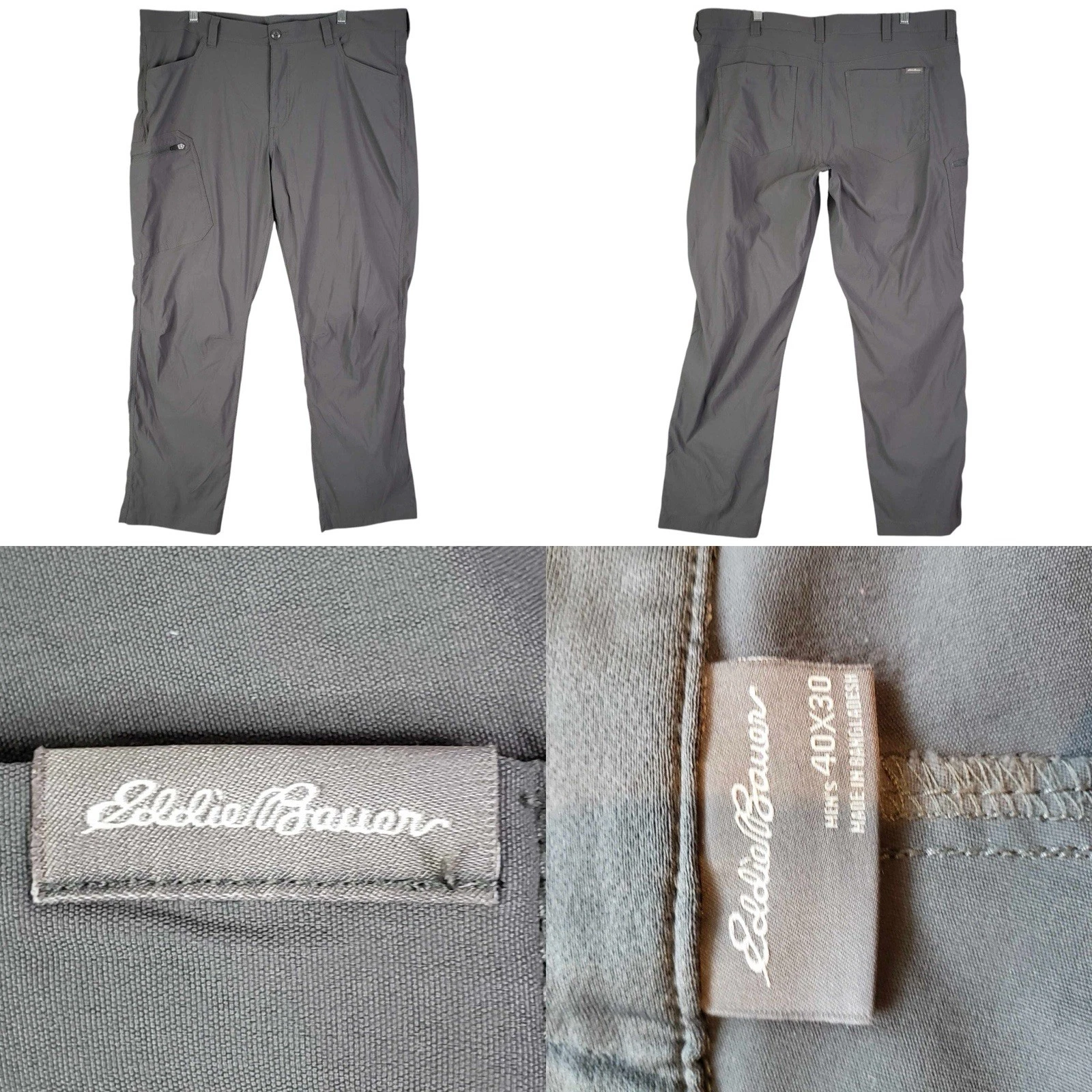 Eddie Bauer Pants Travex Straight Hiking Mens Size 40x30 Nylon Stretch Gray