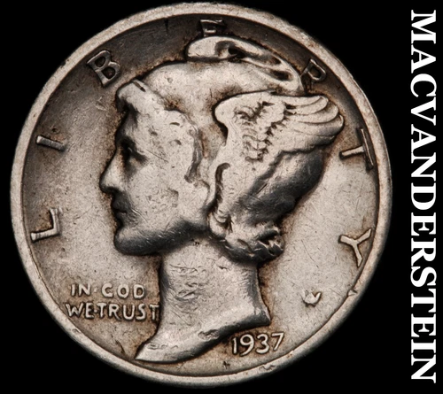 1937-S Mercury Dime- Silver- Scarce Better Date No Reserve #J4125