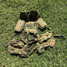US Military Load Bearing Vest LBV Harness w/ Pouches Woodland Camo Genuine Issue