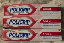3x Poligrip Denture Adhesive Cream Super Strong All Day Hold Original Exp 05/28