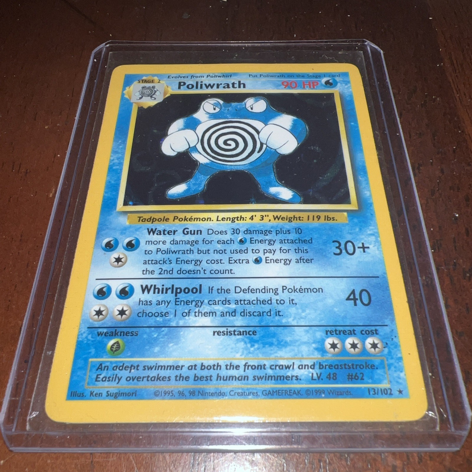 Pokémon TCG - Poliwrath 13/102 LP - Base Set Unlimited Holo Rare - Vintage 1999