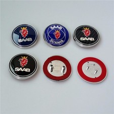 2pcs Saab Front Hood Emblem Badge Decal Symbol 68mm Rear Trunk Logo 9-3 93 95