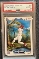 Graded 2025 Topps x Bob Ross Bryce Harper #16 Baseball Card PSA 10 Gem Mint