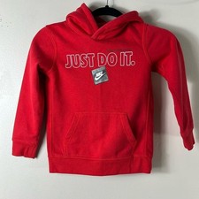 Nike Red/White/Black "Just Do It" Fleece Hoodie Kid s Size L
