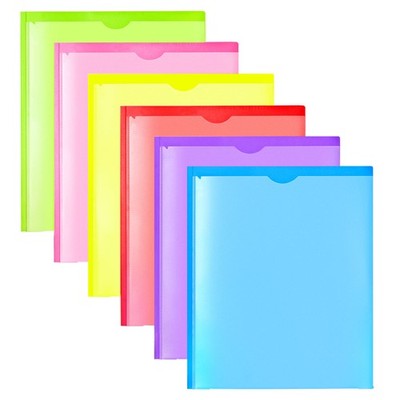 6 PCS Heavy Duty Folders Clear Front 3 Pockets 3 Prongs Assorted Colors