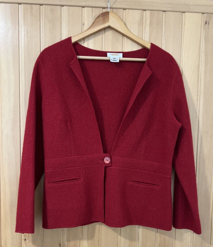 Talbot Light Boiled Wool Red Women’s Medium Petite One Button Pockets Jacket
