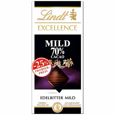 3 X Lindt Excellence Bars (mild 70% Cacao) = 300g / 0.66lbs / 10.58oz (3046920029773)