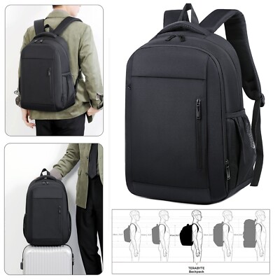 Laptop Backpack for Work, College, Travel, Daily Backpacks for Men Women, Black