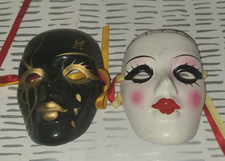 Petite Mardi Gras Carnival Ceramic Multi Color Mask Set of 2