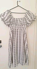 Anthropologie new Maeve black white this season dress Size LP size 14