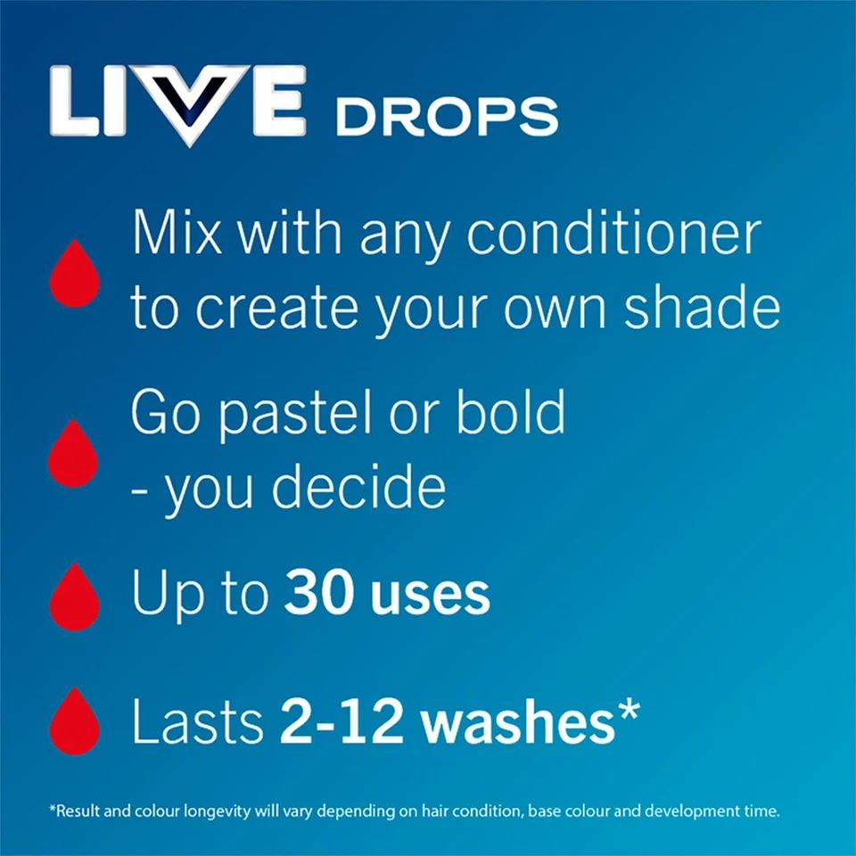 Schwarzkopf LIVE Colour Drops Semi-Permanent Hair Dye, Fiery Red 3 Pack - Image 3 of 4