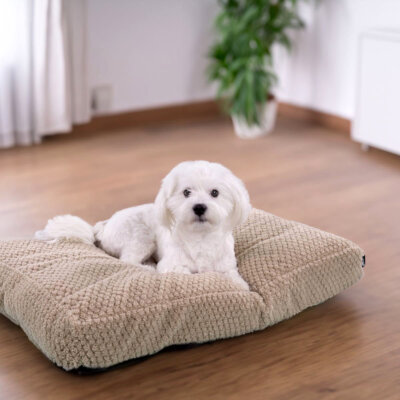 Flamingo Hundekissen Jacquard – Rechteckig, Taupe, 55.5x38.5x7 Cm – Waschbar, Rutschfester Boden – Für Drahtkäfige & Hundekörbe