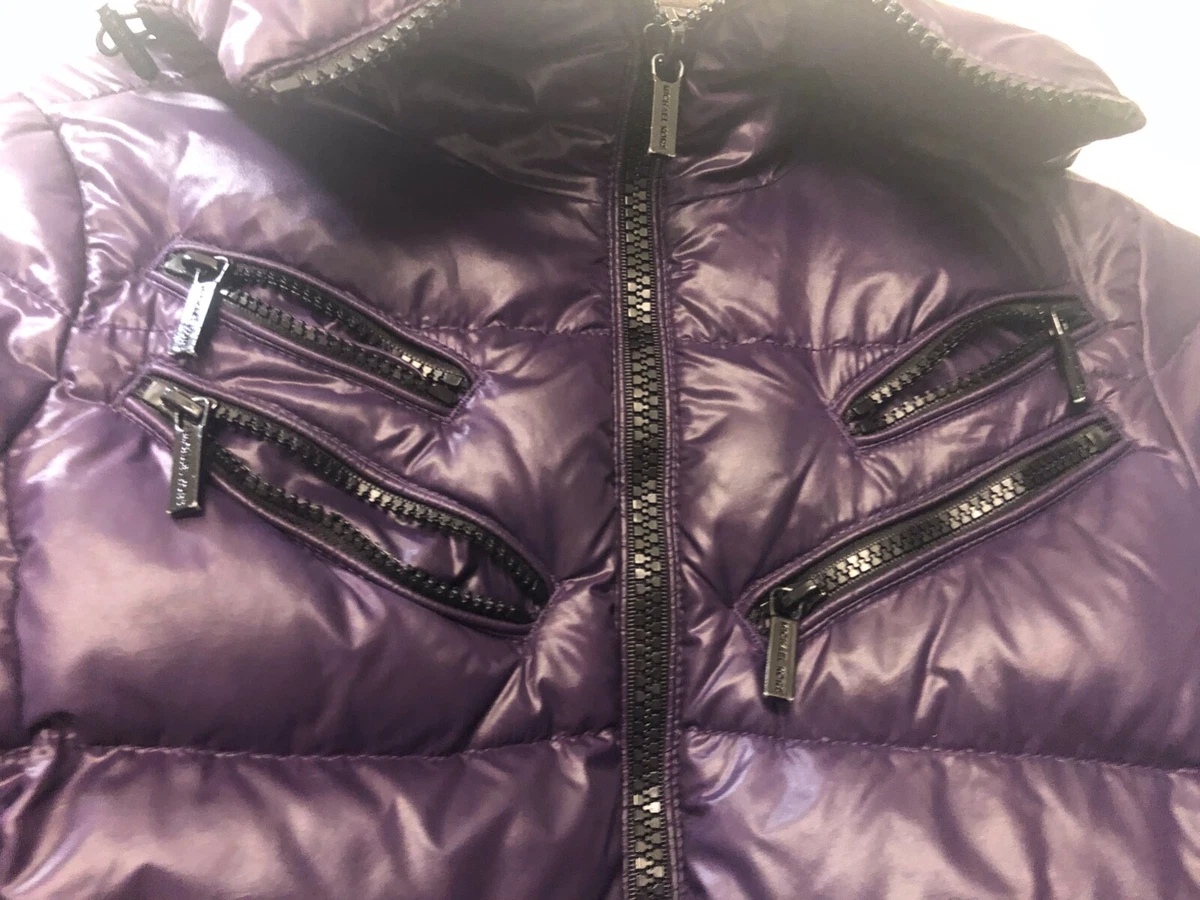 MICHAEL KORS Quilted Puffer Jacket Dark Purple Women XS eBay
