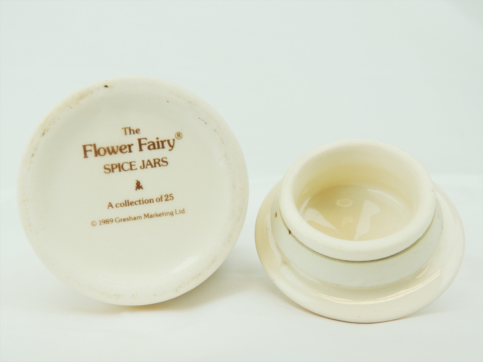 Thyme Flower Fairies Gresham China Herb & Spice Jar & Lid, 11.5cm, Gold Trim - Picture 5 of 5