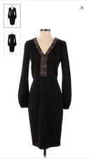 NWT David Meister black long sleeve formal cocktail dress embellishments size 4