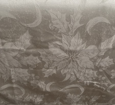 Christmas Ivory Poinsettia Damask Fabric Rectangle Tablecloth - 60"W x 84"L