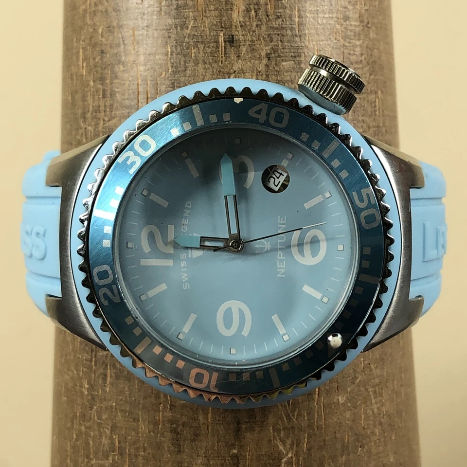 Reloj Swiss Legend Neptune Hombre 113002210 Goma Azul Cuarzo Analógico 41mm 7 1/2" Foto 2 de 4