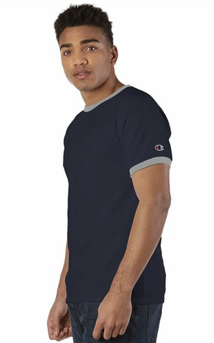 T-shirt uomo Champion Ringer blu navy Oxford grigio small - Foto 2 di 5