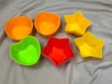 12 Silicone Cake Muffin Cupcake Liners Baking Chocolate Molds Cups Stars Hearts