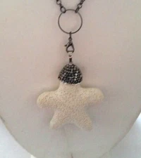 VOLCANIC LAVA PAVE CRYSTAL RHINESTONE SEA STARFISH PENDANT NECKLACE 
