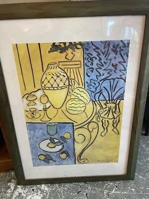 1948 Henri MATISSE Antique Print "Yellow and Blue Interior" Framed SIGNED - Image 1 of 4