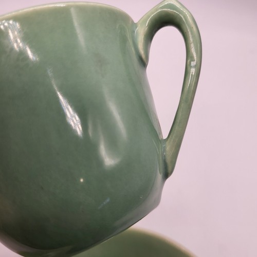 Vintage Bauer Los Angeles Pottery Jade Green Plainware Tea Coffee Cup & Saucer  - Picture 11 of 12