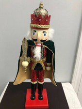 Holiday Homes Nutcracker Red King With Green Cape 16" Wooden Nutcracker 2014