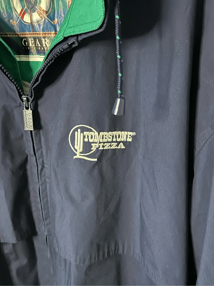 Vintage Gear for Sports Tombstone Pizza Navy Long Sleeve Waterproof Jacket Sz XL - Image 4 of 4
