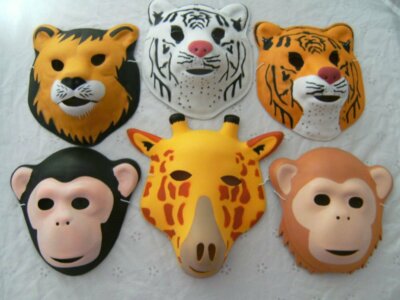 1 Maske f. Kindergeburtstag Karneval Fasching Tier Tiere Masken Theater Zoo
