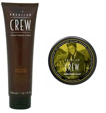 American Crew Light Hold Styling Gel 13.0 Oz  & Molding Clay 3.0 oz (Elvis)