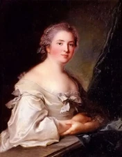 Oil painting jean marc nattier portrait of lady leaning on balustrade on canvas