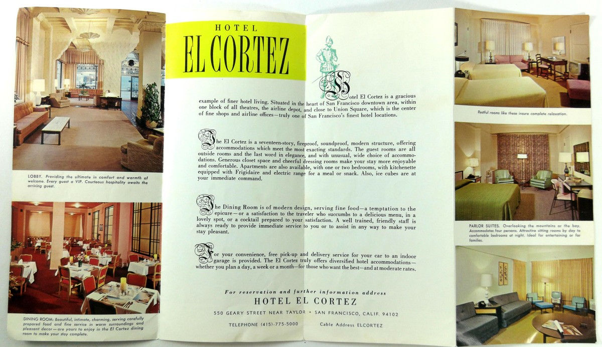 Vintage Brochure HOTEL EL CORTEZ San Francisco California | eBay