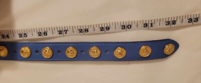 Vintage The Limited blue leather gold lion head studded belt  display picture 2