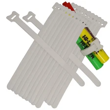 NEW 10PCS 20CM Cable Cord Ties Straps Wrap Hook & Loop White Portable Reuseable