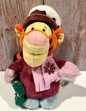 Disney Store Old Fashion Winter Christmas Holiday Tigger Bean Bag Plush 7.5"
