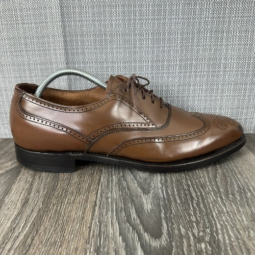VTG Bostonian Dress Shoes Men 10.5 C Narrow Brown Leather Wingtip USA Oxford - Picture 16 of 21