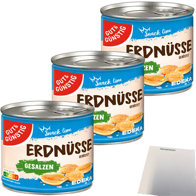 Gut&Günstig Erdnüsse geröstet und gesalzen 3er Pack 3x200g Packung usy Block