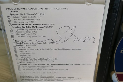 3 CDs Signed By Gerard Schwarz Hovhaness Hanson Strauss Delos NM CD - Picture 6 of 18