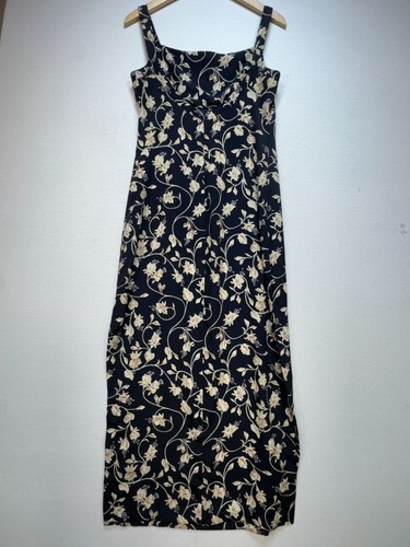 Vintage Rampage Womens Maxi Sheath Dress Sze 11 Black Floral Slits 90s Y2K - Picture 12 of 16