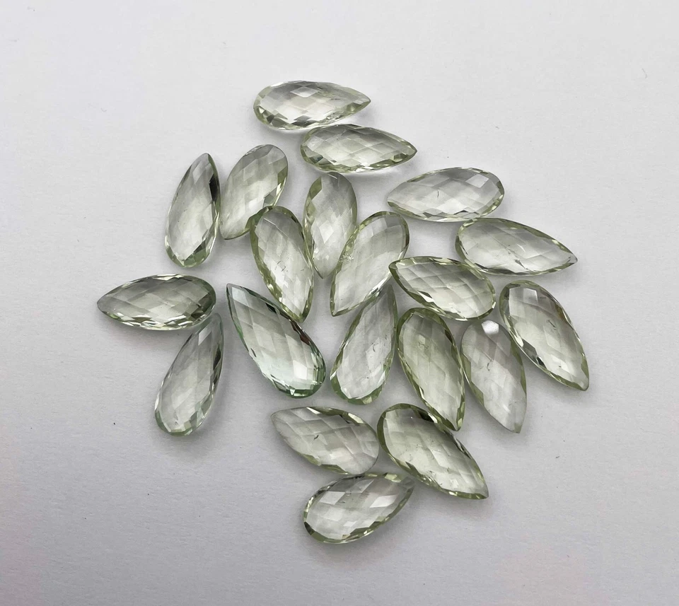 Piedra corte briolette pera amatista verde natural 20 piezas 10*19,50-10*24 mm 151 CT Foto 2 de 4
